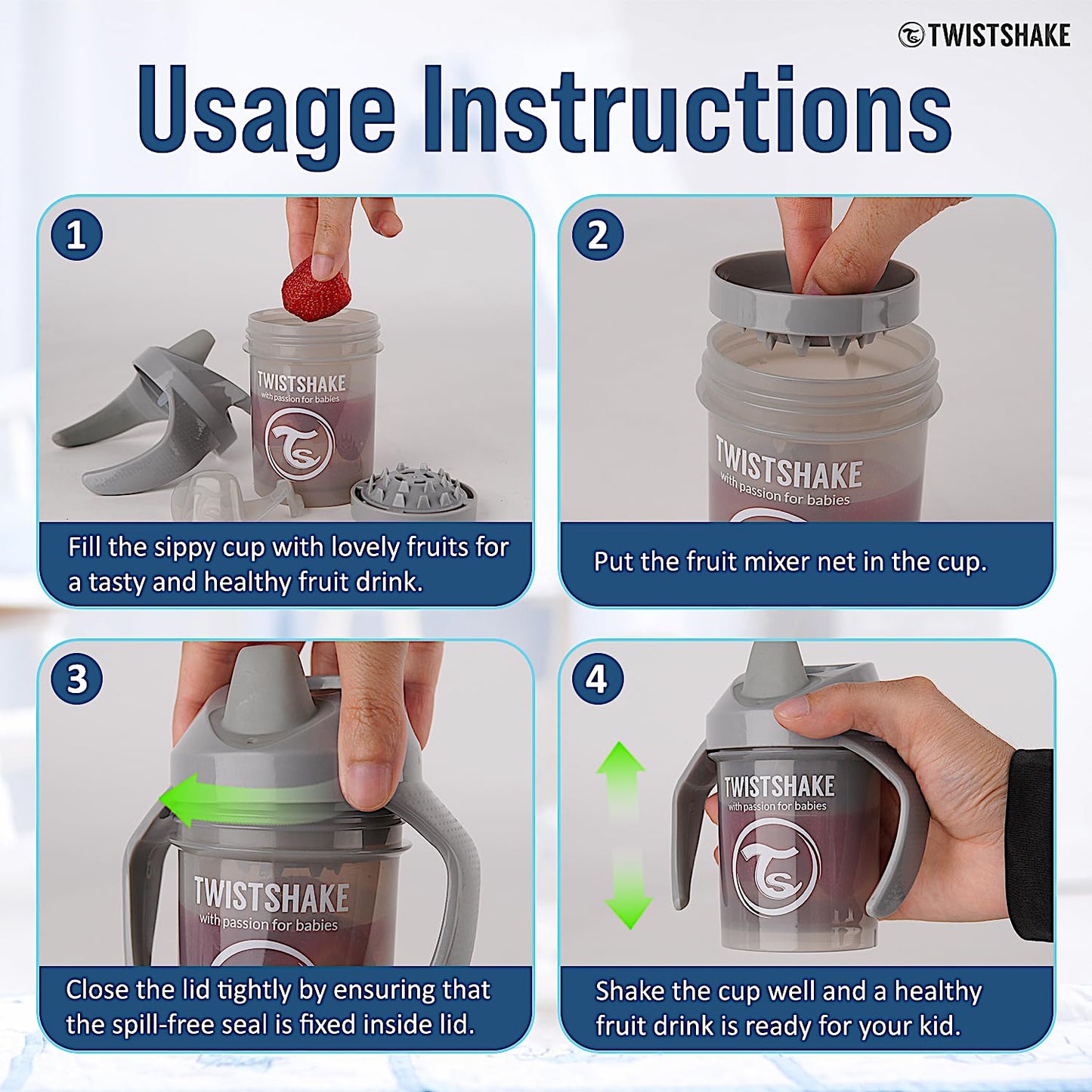 Twistshake Mini Cup 230Ml / 8Oz 4+M Pastel Grey