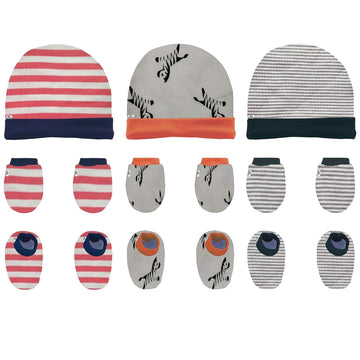 Mini Berry Cotton Booties Mittens And Caps Combo Super Soft For New Born Baby Boys And Baby Girls (Multicolor (Pack Of 3), 03 M