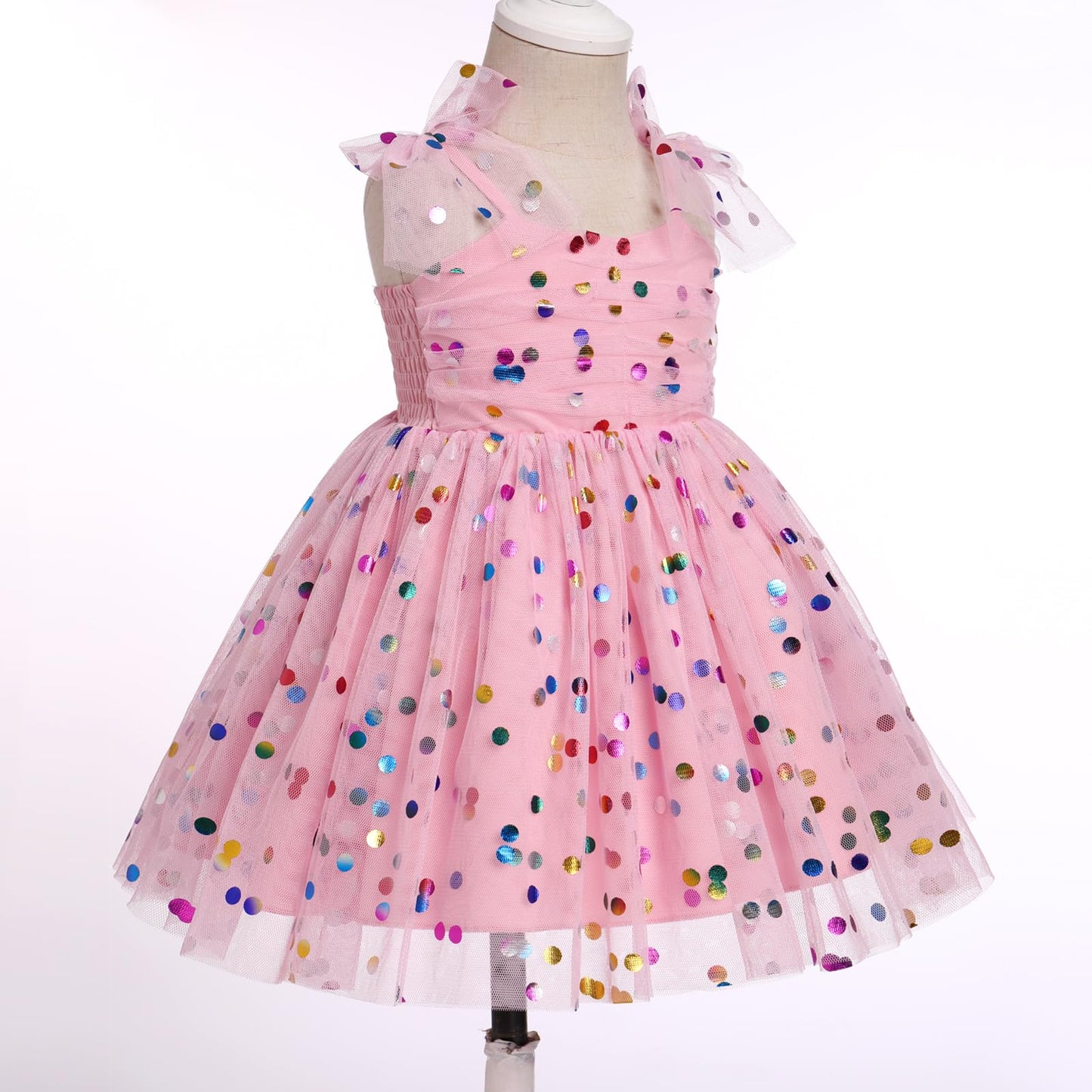 Idopip Baby Girls Sequin Polka Dot Tutu Dress Summer Sleeveless Backless Princess Birthday Party Dresses Toddler Girl First Comm