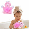 Syga Bunny Face Cartoon Bathing Gloves Children Cartoon Bath Towel Baby Bath Gloves(Pink)