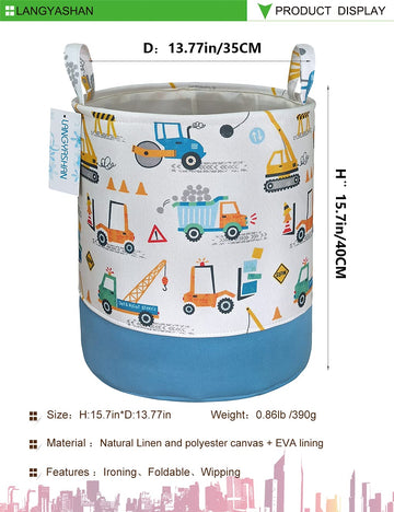 Langyashan Laundry Basket Cotton Collapsible Organizer Storage Basket For Boys Girls Laundry Hamper Toy Bins Gift Baskets Bedroo