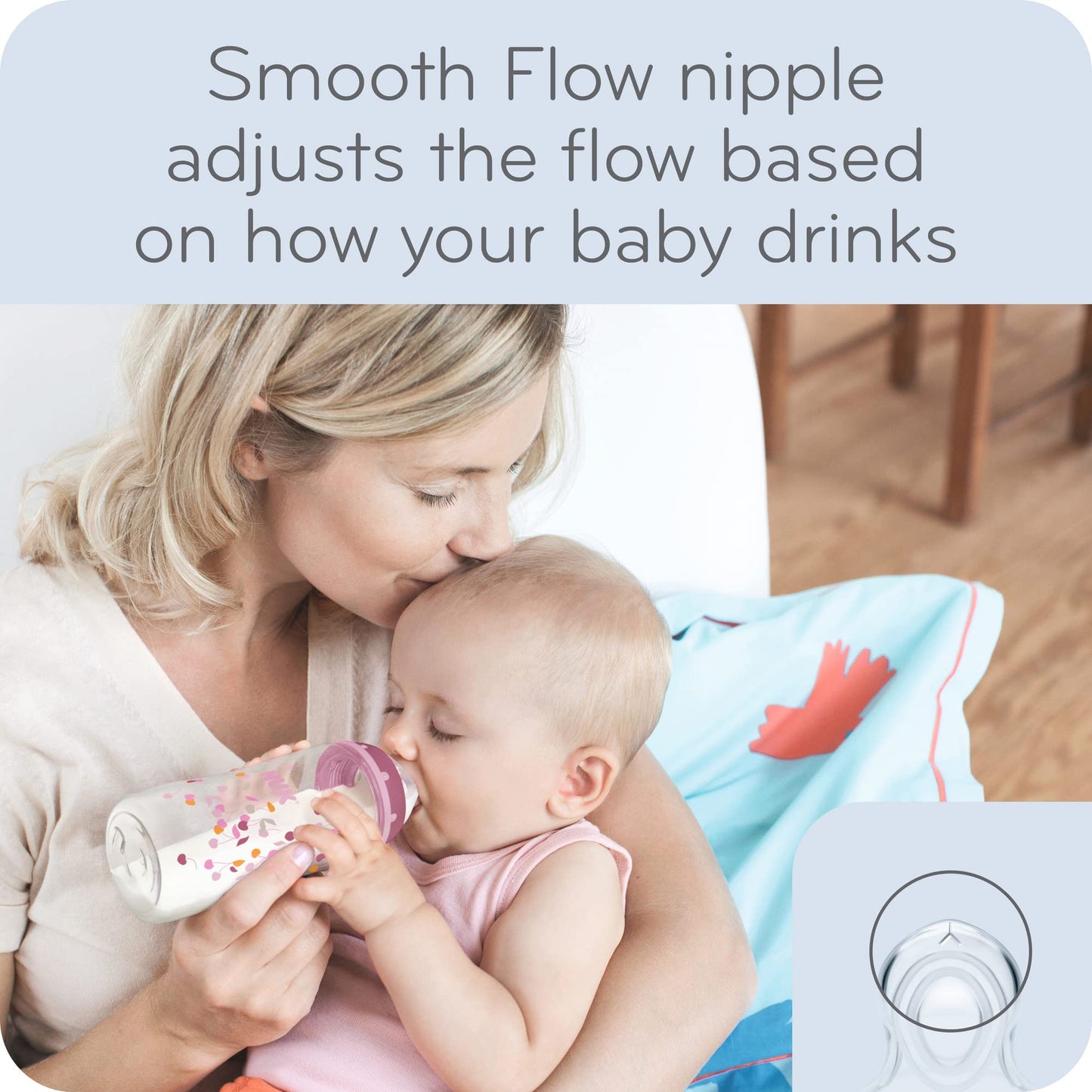 NUK Smooth Flow Anti Colic Baby Bottle, 5 oz, 4 Pack, Pink Bunnies,4 Count (Pack of 1)