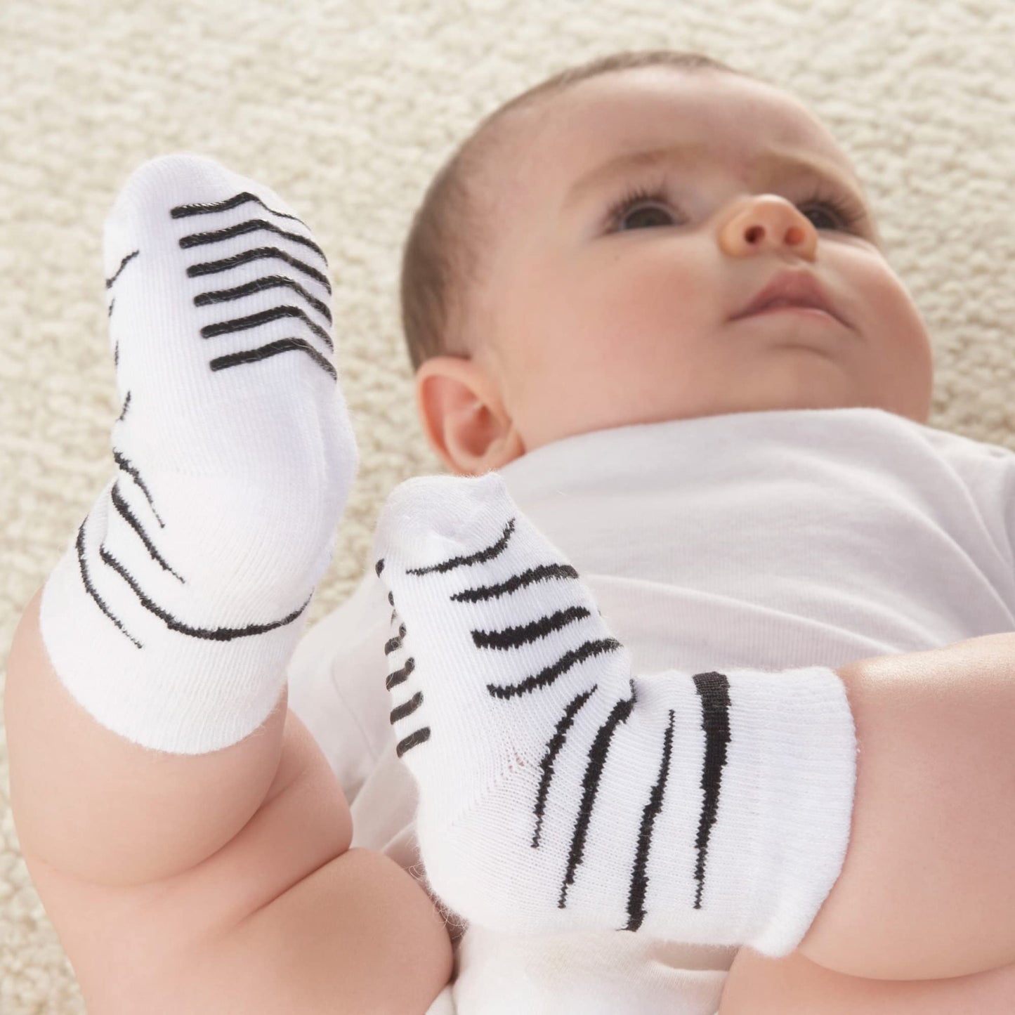 Baby Aspen, 'Sock Safari' Four-Pair Animal-Themed Baby Socks Set, 0-6 Months
