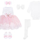 Taffy Baby Girl Newborn Pink Embroidered Princess Pageant Dress Gown 6 Piece Deluxe Set 0-3 Months
