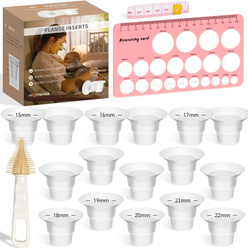 Flange Inserts 16Pcs 15/16/17/18/19/20/21/22Mm For 24Mm Pumps, Flange Sizing Kit Compatible With Medela Elvie Lansinoh Spectra M