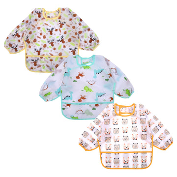 Accmor 3 Pack Long Sleeve Baby Bibs, Waterproof Sleeved Bib, Toddler Soft Bib For 6-24 Months