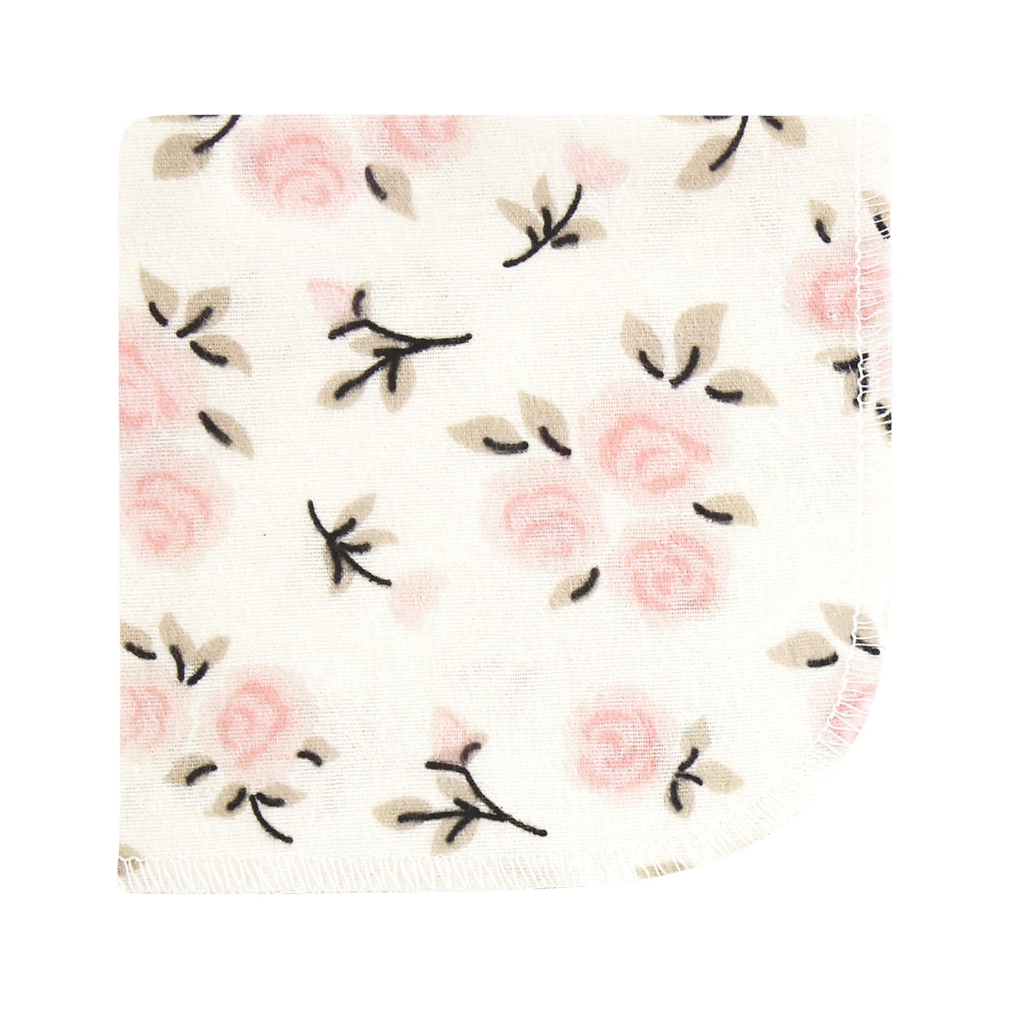 Hudson Baby Unisex Baby Flannel Cotton Washcloths, Neutral Pink Floral 10 Pack, One Size