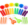 74 Pieces Counting Sorting Bears Fine Motor Skills Handy Scoopers Set Includes 60 Cute Rainbow Sorting Bears, 6 Jumbo Tweezers, 