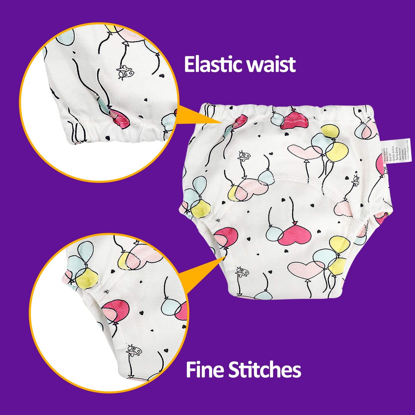 Moomoo Baby 6 Packs Cotton Training Pants Reusable Toddler Potty Training Underwear For Boy And Girl Mermaid-2T Pink