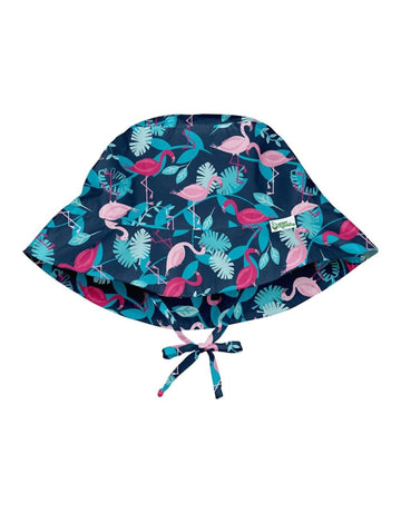 I Play. By Green Sprouts Baby Girls Sun Protection Bucket Hat, Navy Flamingos, 0-6 Months Us