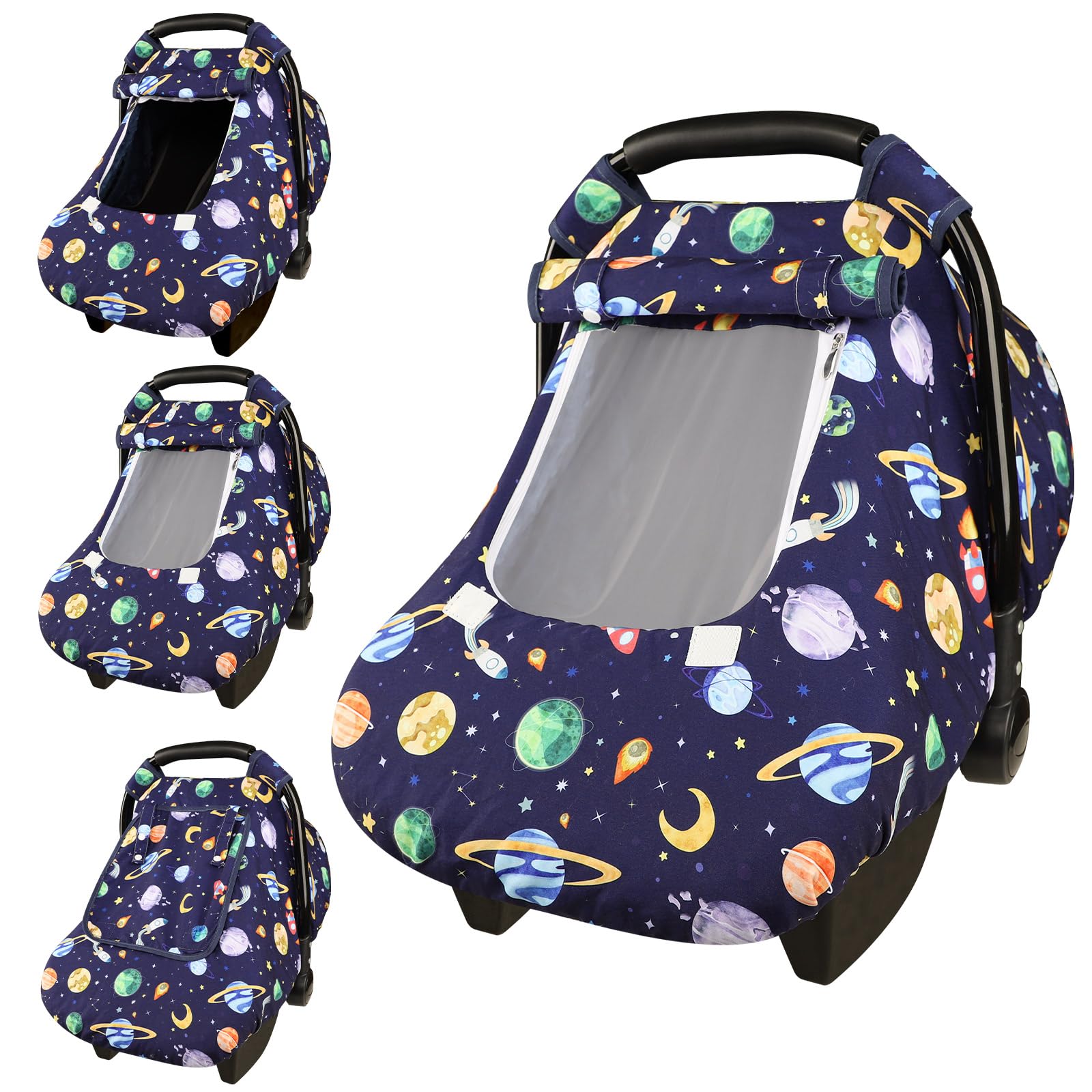 Baby Carseat Cover Winter, Pea Pod Infant Car Seat Covers Canopy for Newborn with 2 Layers Windows of Breathable Mesh/Fabric, Li