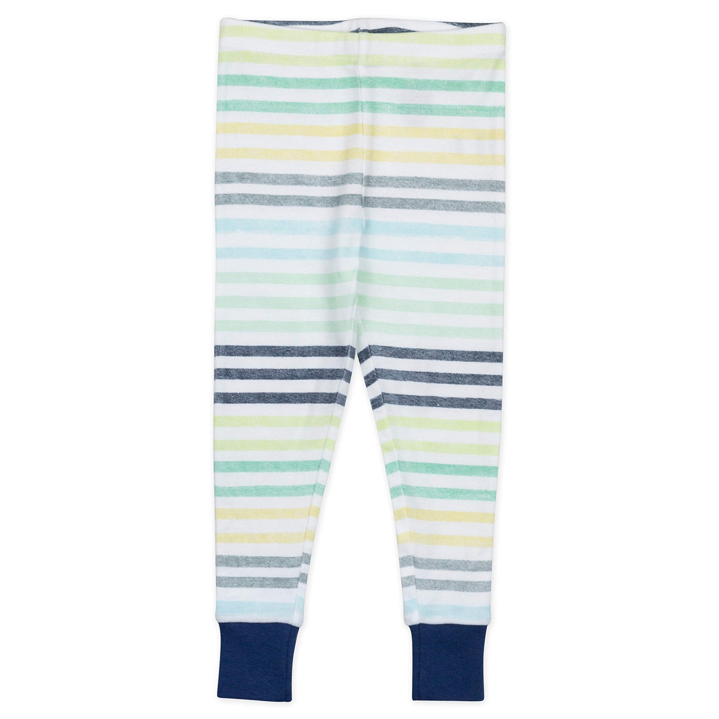 Honestbaby Boys' Organic Cotton 2-Piece Snug Fit Pajama Set, Rainbow Stripe Blues, 5T