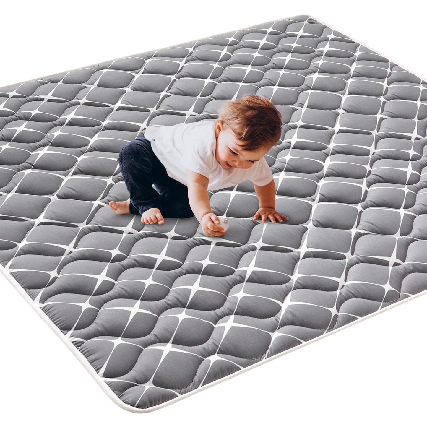 Vibe Bear Baby Foam Play Mat, 50X50 Inches Baby Crawling Mat, Thicken One-Piece Baby Playmat, Non Slip Washable Baby Play Mat Fo