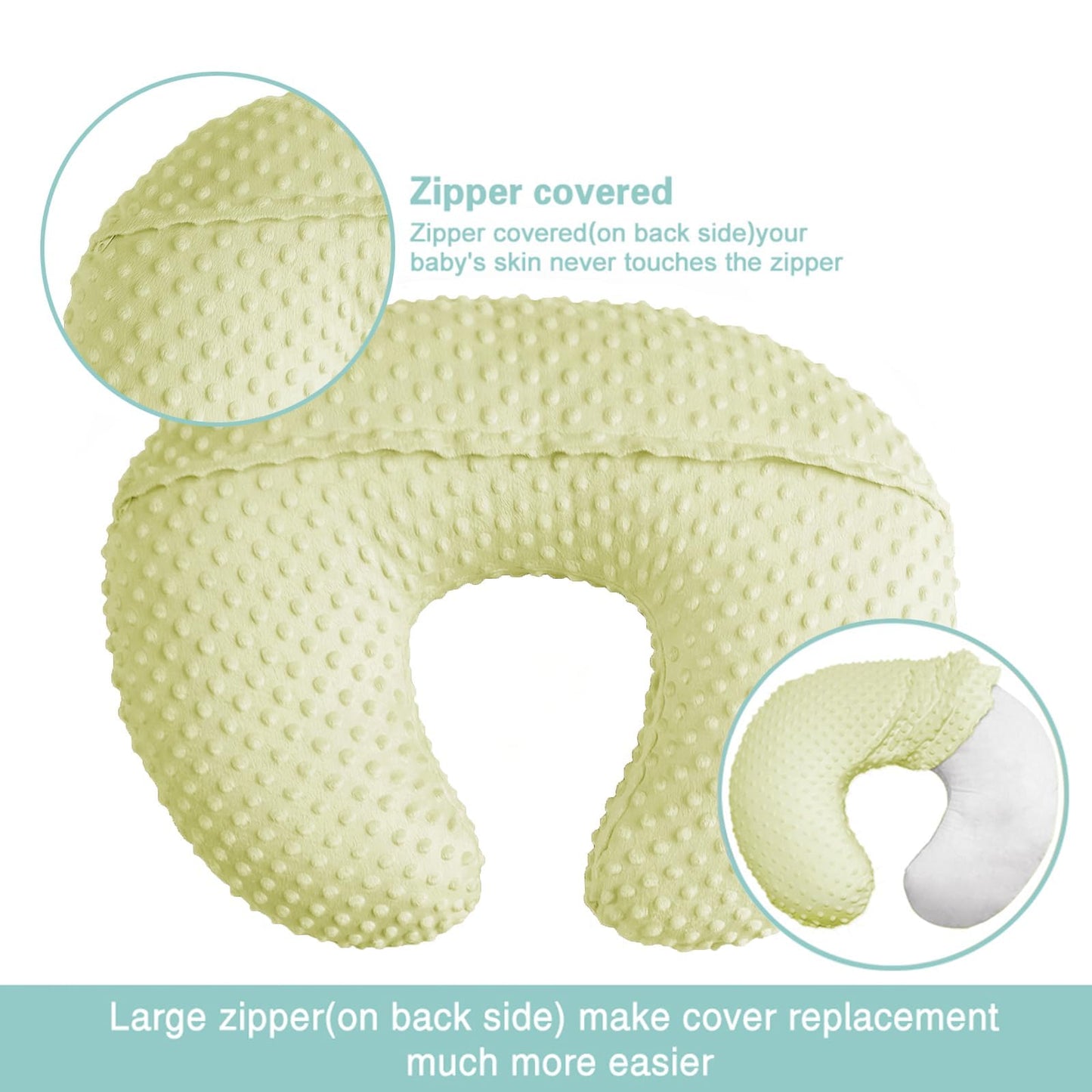 Ievolve Minky Nursing Pillow Cover Breast Feeding Pillow Cover Slipcover U Shape For Baby Boy Girl,Cover Only(Mustard)