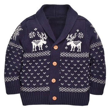 Sanmio Toddler Baby Boys Girls Deer Christmas Cardigan Sweater Long Sleeve Button-Up Coat 6M-4T Navy