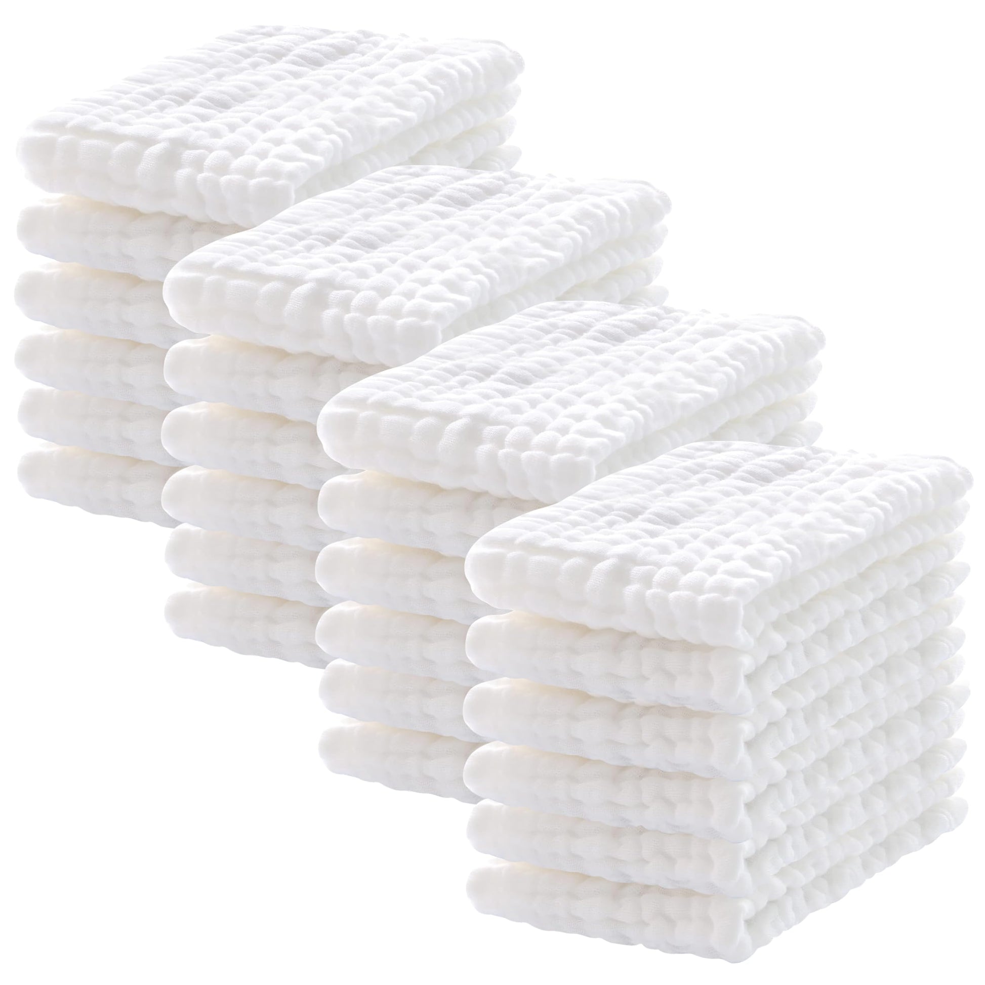 Lovely Care 24 Pack Muslin Burp Cloths 100% Cotton Muslin Cloths Large 20x10 Extra Soft and Absorbent Baby Burping Cloth - W