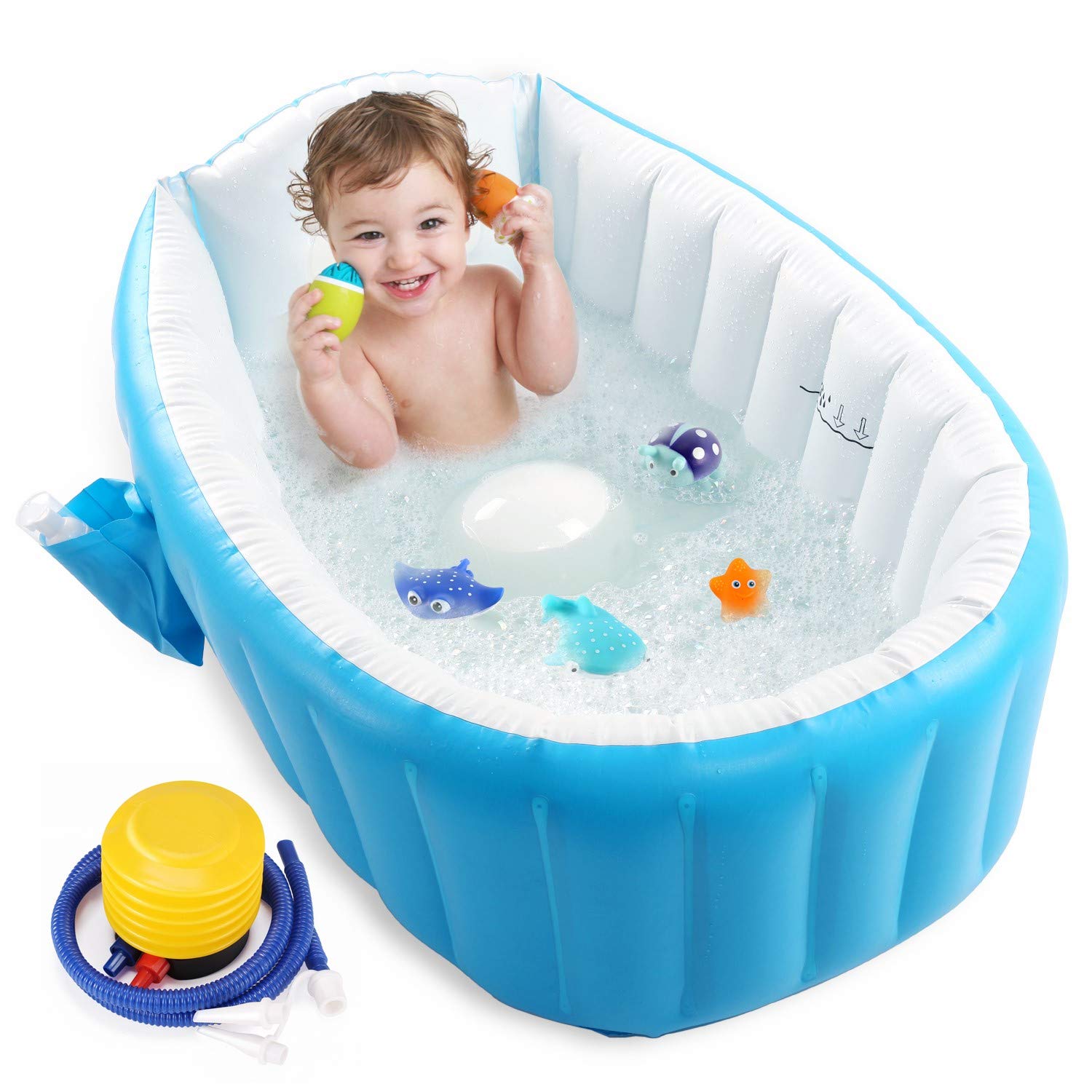 Baby Inflatable Bathtub, Portable Infant Toddler Bathing Tub Non Slip Travel Bathtub Mini Air Swimming Pool Kids Thick Foldable