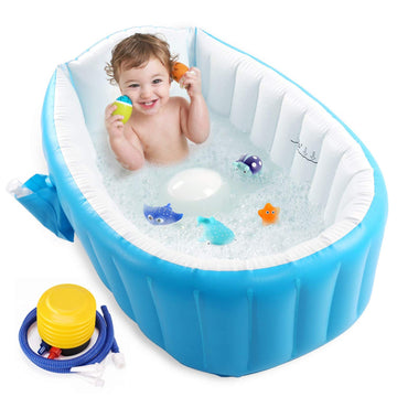 Baby Inflatable Bathtub, Portable Infant Toddler Bathing Tub Non Slip Travel Bathtub Mini Air Swimming Pool Kids Thick Foldable