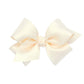 Wee Ones Girls' Classic French Satin Hair Bow On A Weestay Clip With A Knot Wrap Center, Small, Ecru