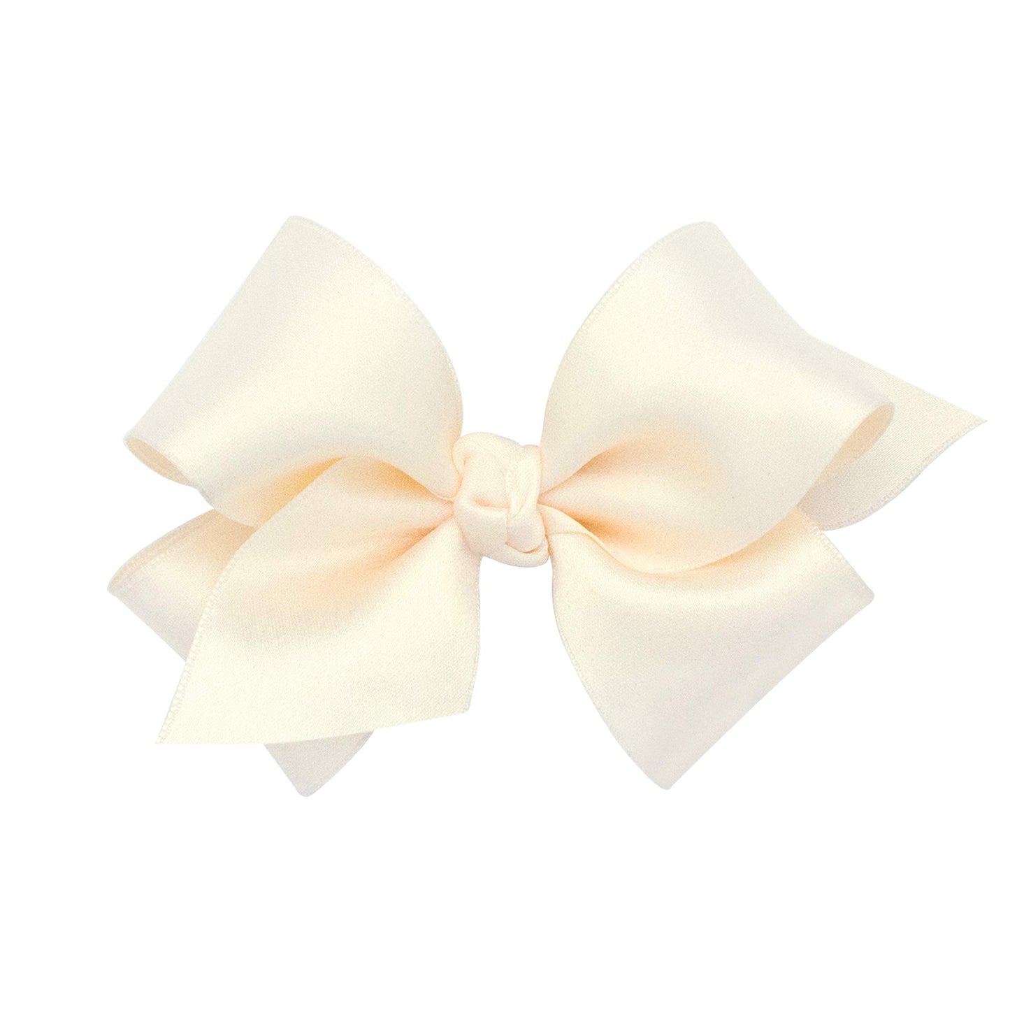 Wee Ones Girls' Classic French Satin Hair Bow On A Weestay Clip With A Knot Wrap Center, Small, Ecru