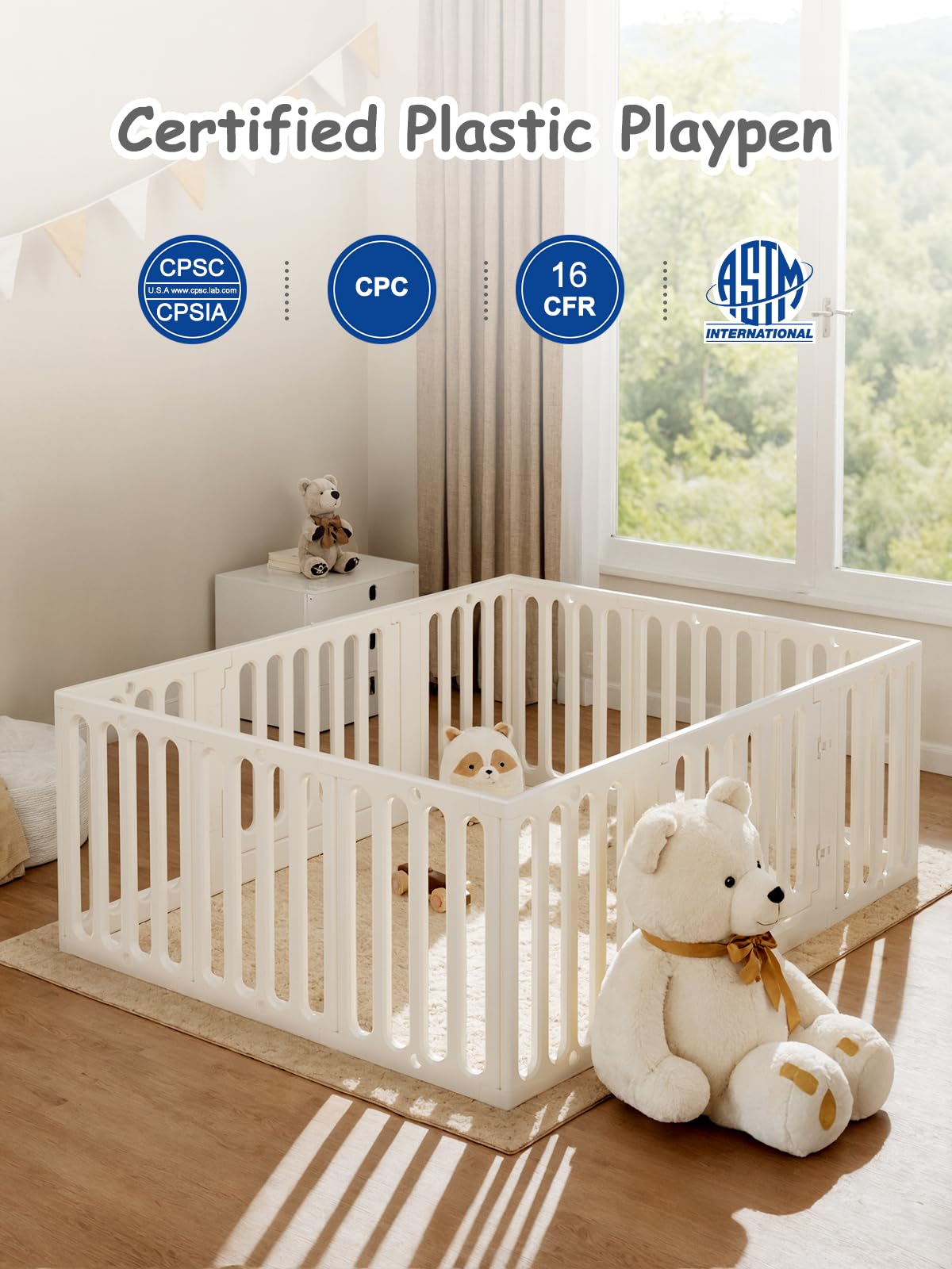 Vbaby Baby Playpen For Babies And Toddlers, 66' X 51' Plastic Baby Play Pen For Toddler 1-3, 12 Panels Large Baby Play Yard, I