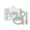 ezpz Oral Development Tools - 3 Months+ (3 Pack in Sage) - Non-Slip Loop, Smile and Stick, 100% Silicone Tools to Practice Feedi