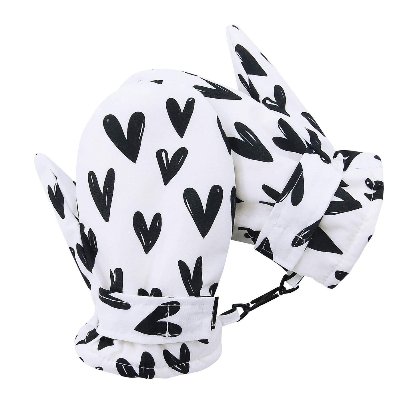 Lined Fleece Toddler Mittens Kids Winter Warm Gloves Child Ski Gloves Waterproof Snow Baby Mitten For Boys Girls White Love M