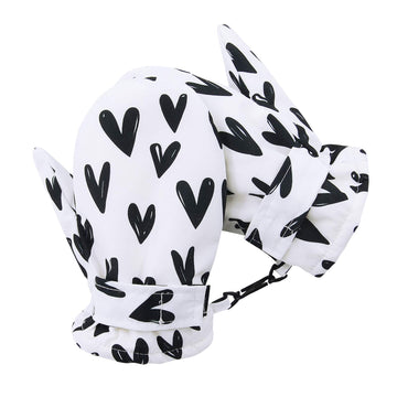 Lined Fleece Toddler Mittens Kids Winter Warm Gloves Child Ski Gloves Waterproof Snow Baby Mitten For Boys Girls White Love M