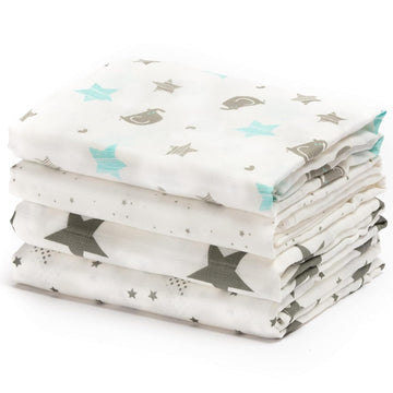 Muslin Baby Swaddle Blankets 4 Pack  CuddleBug 47 inch x 47 inch Large Muslin Swaddles  Best Soft Cotton Muslin Blankets  Bes