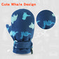 Toddler Waterproof Mittens Fleece Lined Baby Boys Girls Winter Warm Glove Kids Snow Infant Ski Mitten For 3M-5T (Blue Dinosaur,