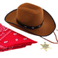 Children'S Cowboy, Sheriff Theme Costume Dress Up Set For Boys And Girls - Cowboy Hat, Bandana And Gold Sheriff Badge (Brown)