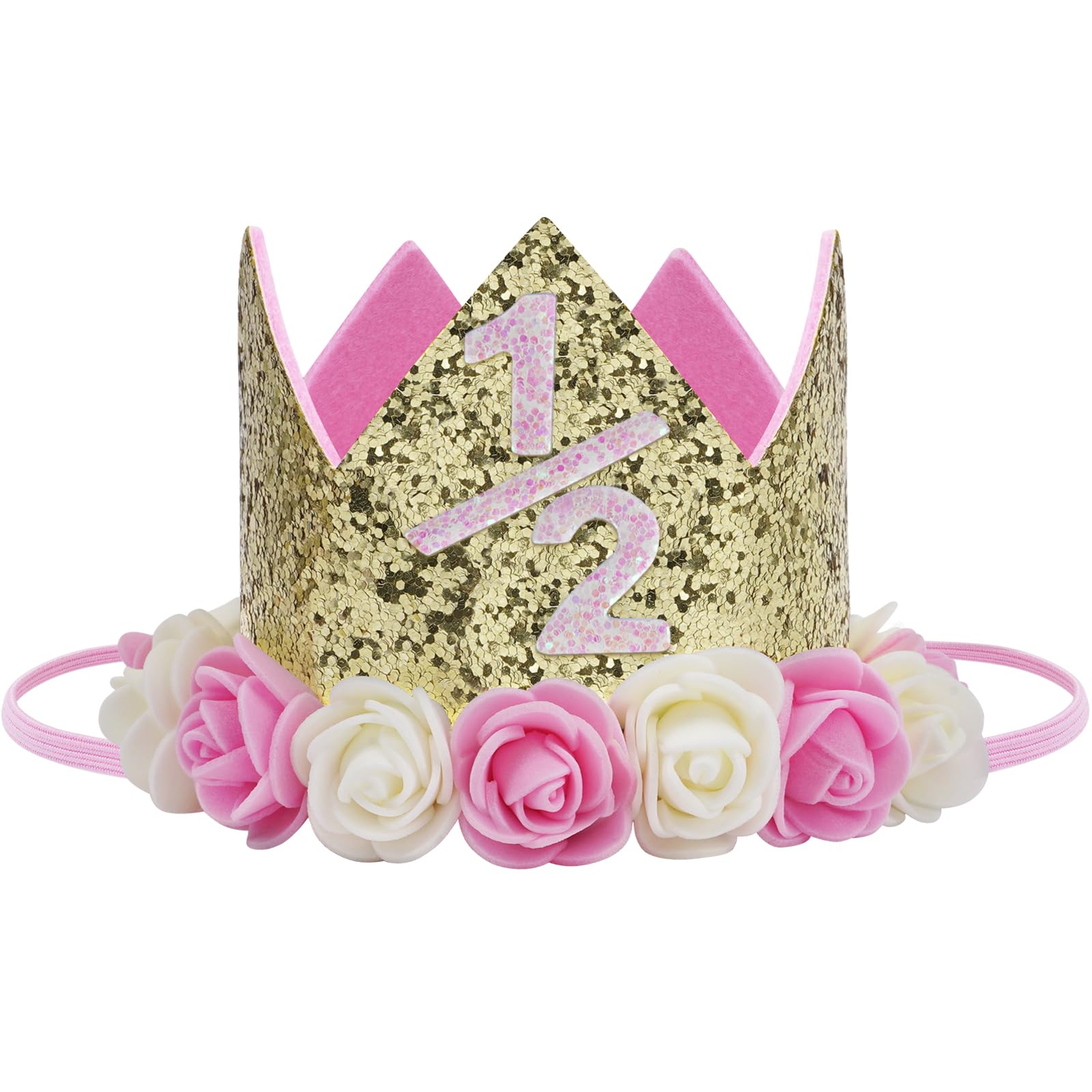 Baby Birthday Crown, Birthday Party Hat For 6 Months Girls Boys Unisex Tiara Photo Props Decorations Birthday Gifts