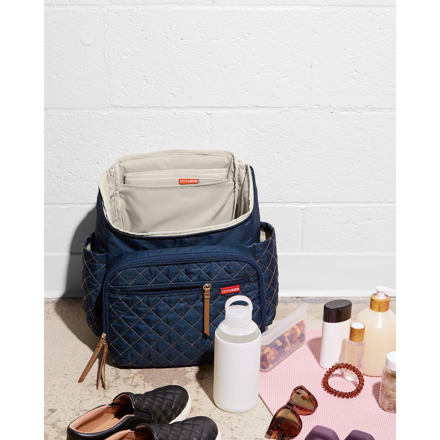 Skip Hop Diaper Bag Backpack: Forma, Multi-Function Baby Travel Bag With Changing Pad & Stroller Attachment, Navy