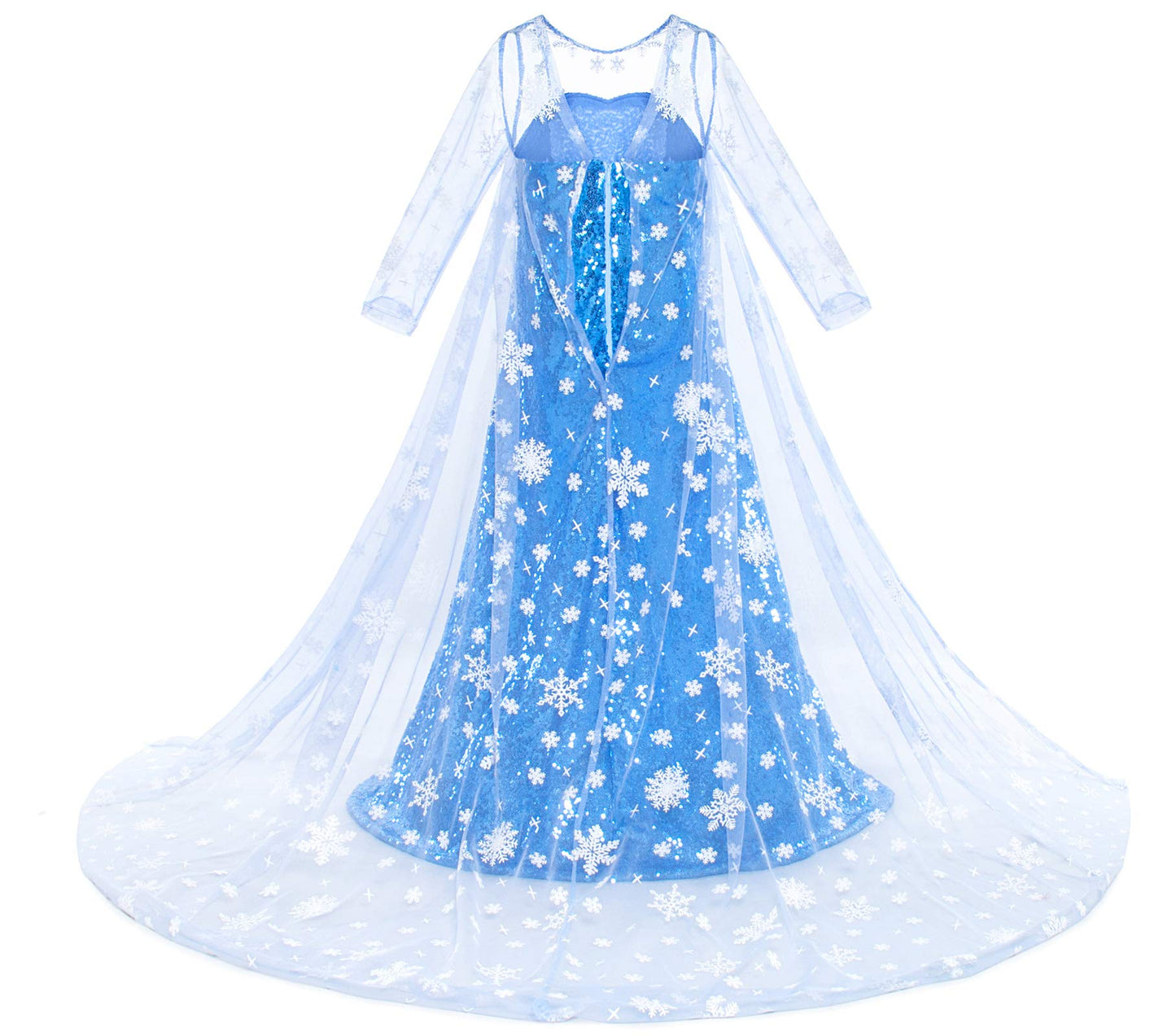 Luxury Shining Princess Costume Dress With Long Snowflake Cape For Girls Birthday Party 3T 4T