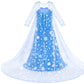 Luxury Shining Princess Costume Dress With Long Snowflake Cape For Girls Birthday Party 5T 6T