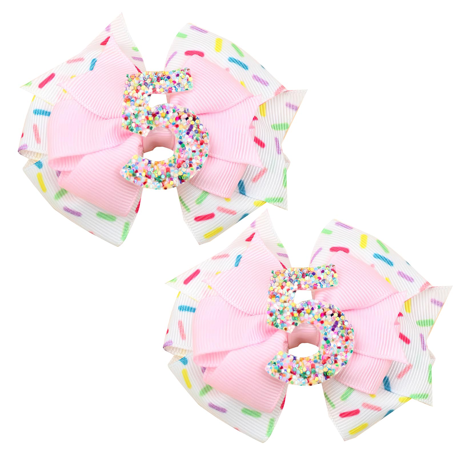 2Pcs Hair Clip, Pink Bow Hair Clips For Baby Girls 5Th Birthday Party Decorations
