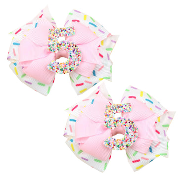 2Pcs Hair Clip, Pink Bow Hair Clips For Baby Girls 5Th Birthday Party Decorations