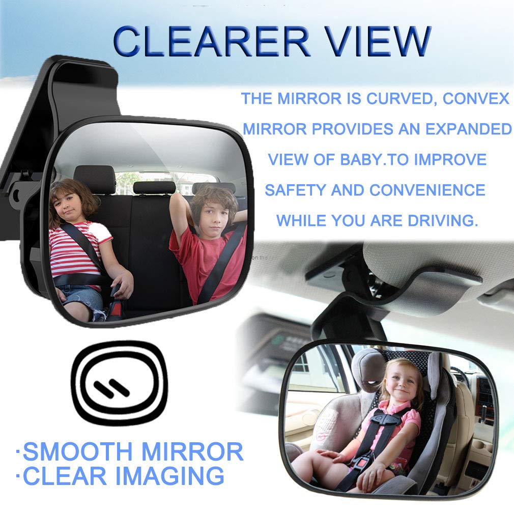 Jonmon Automotive Interior Rearview Baby Mirror - Car Small Clip-On Adjustable Facing Back Rear View Seat Convex Mirror Clip On