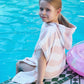 Tbezy Toddler Bath Towel Poncho Thick Cotton Striped Beach Towels For Kids Gifts (2-6, Pink)