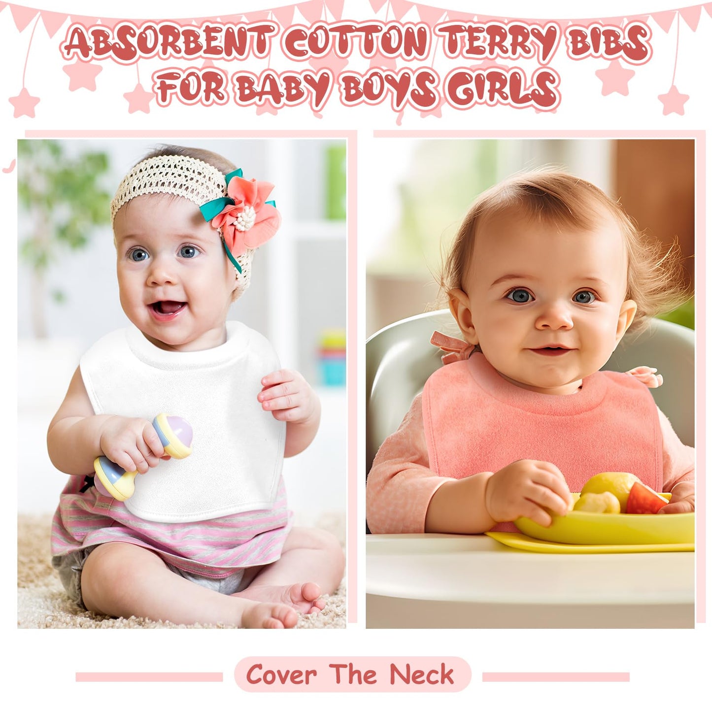 Twistover 4 Pcs Baby Feeding Bibs For Drooling And Teething Comfi Neck Baby Bib With Padded Collar Absorbent(Girl Color)