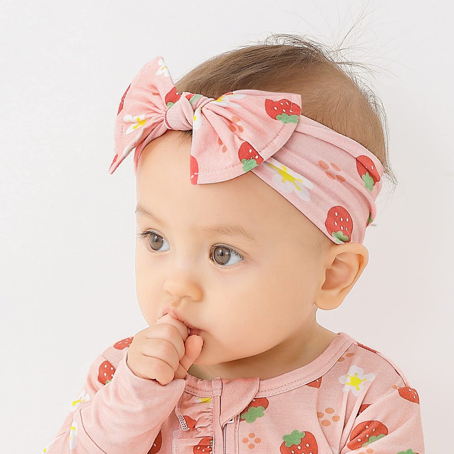 Little Jamjams Stretchy Ultra-Soft Knit Baby Bow Headband Hair Bands Top Knot Head Wraps - Strawberry Sweetie Pink