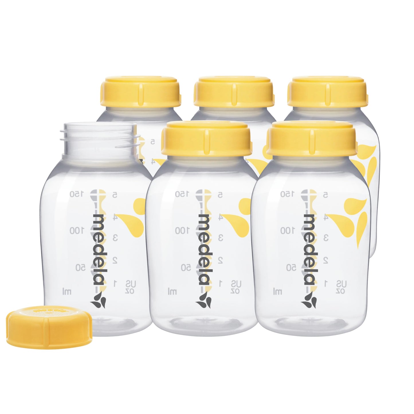 Breast Milk Collection and Storage Bottles with Solid Lids - 5oz-150mL Breastmilk Container, Compatible with Medela Breast Pumps