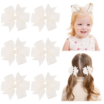 Choicbaby 3 Inches Hair Bows For Girls Lvory Grosgrain Ribbon Pinwheel Hair Bows Clips Toddler Bows Hair Clips For Birthday Baby