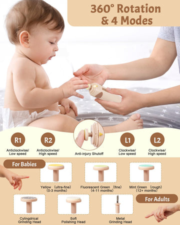 Lictin Baby Healthcare And Grooming Kit, 26 In 1 Rechargeable Baby Nail Trimmer Electric Set,Safe Baby Nail File With Auto Light