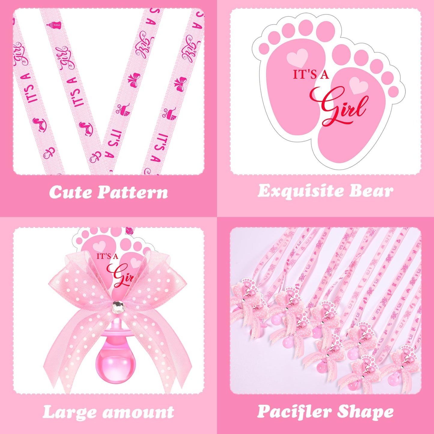 Xunyee 36 Pcs Baby Shower Necklace Gender Reveal Cute Feet Acrylic Pacifiers Necklaces For Baby Shower Funny Pacifiers Party Fav