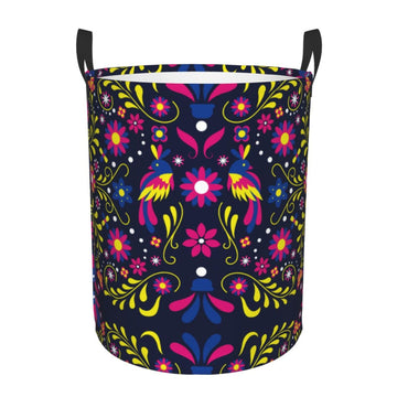 Pevtufa Colorful Mexican Foldable Laundry Basket Organizer,Fabric Clothes Toy Storage Basket Nursery Hamper Storage Bin For Hous