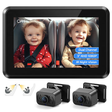 Itomoro Baby Car Mirror,Hd Dual Channel With 2 Ir Night Vision Camera, 5 Mins Easy Installation Baby Car Mirror Clear Car Baby C