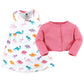 Hudson Baby Baby Girls' Cotton Dress And Cardigan Set, Cute-A-Saurus, 6-9 Months