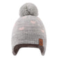 Jangannsa Knitted Baby Hat Scarf Set Winter Warm Boys Girls Beanie Fleece Lining Toddler Kids Hats With Pompom (Gray Heart Hat,L