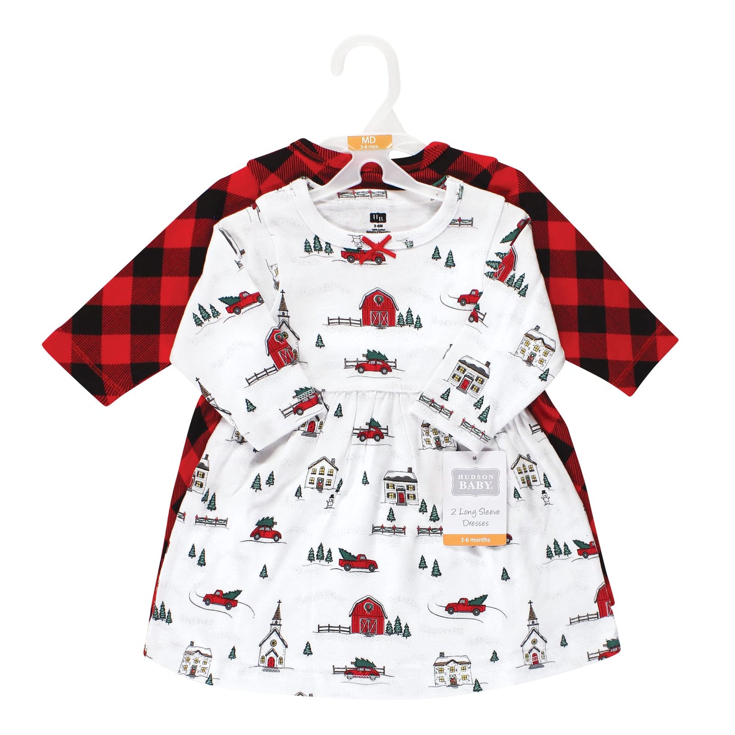 Hudson Baby Girls' Cotton Dresses, Christmas Scene, 9-12 Months